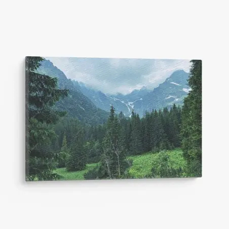 Leinwandbild ruhige berglandschaft mit wald – Wallnifity®