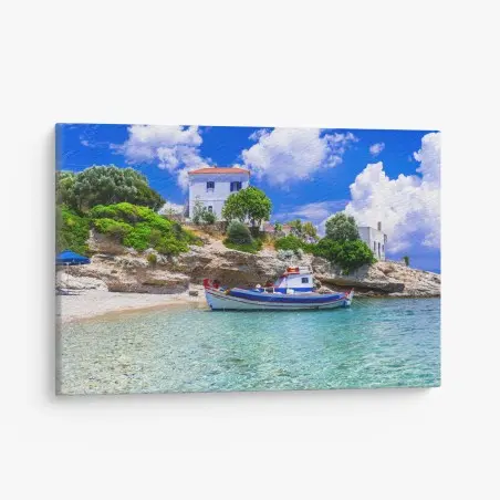 Leinwandbild idyllischer strand von Limnionas, Samos – Wallnifity®