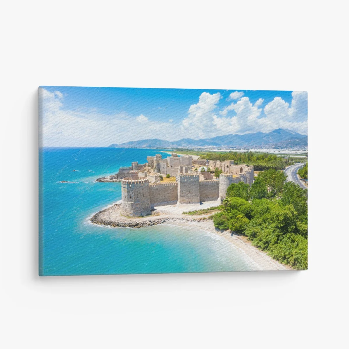 Leinwandbild burg an der türkisfarbenen bucht – Wallnifity® Leinwandbild burg an der türkisfarbenen bucht – Wallnifity®