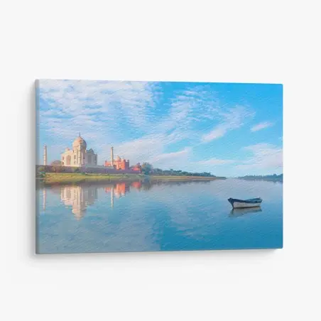 Leinwandbild Taj Mahal gespiegelt im morgenlicht – Wallnifity®