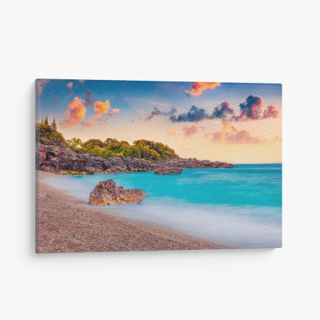 Leinwandbild wundervoller sonnenaufgang an der Apelistra Beach, Himare – Wallnifity®