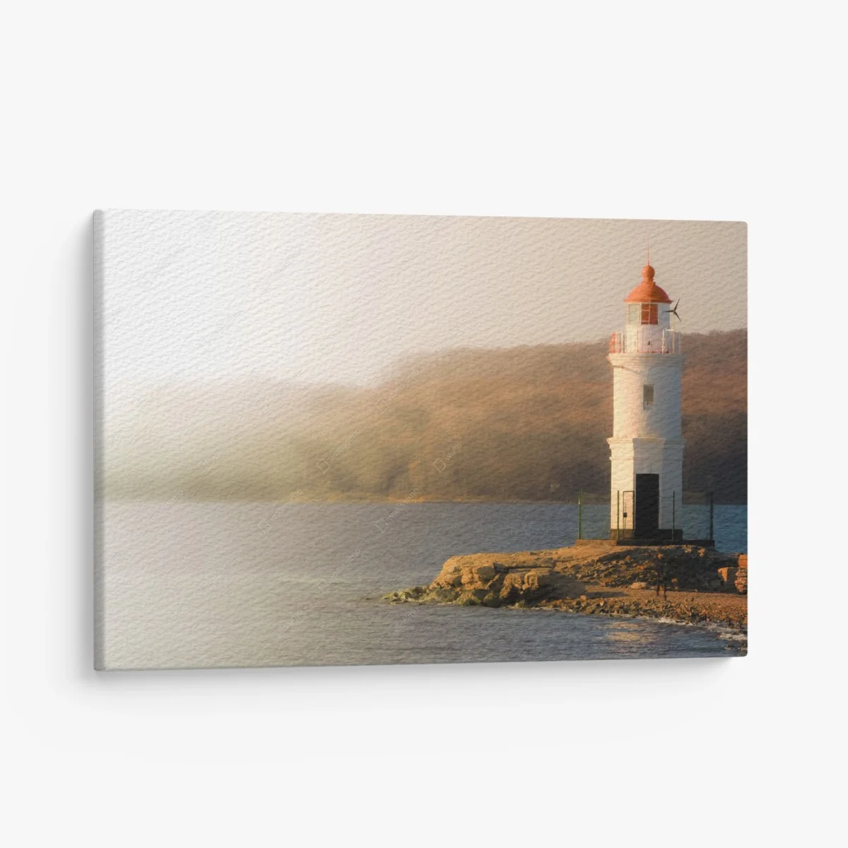 Leinwandbild leuchtturm im nebel am meer – Wallnifity® Leinwandbild leuchtturm im nebel am meer – Wallnifity®