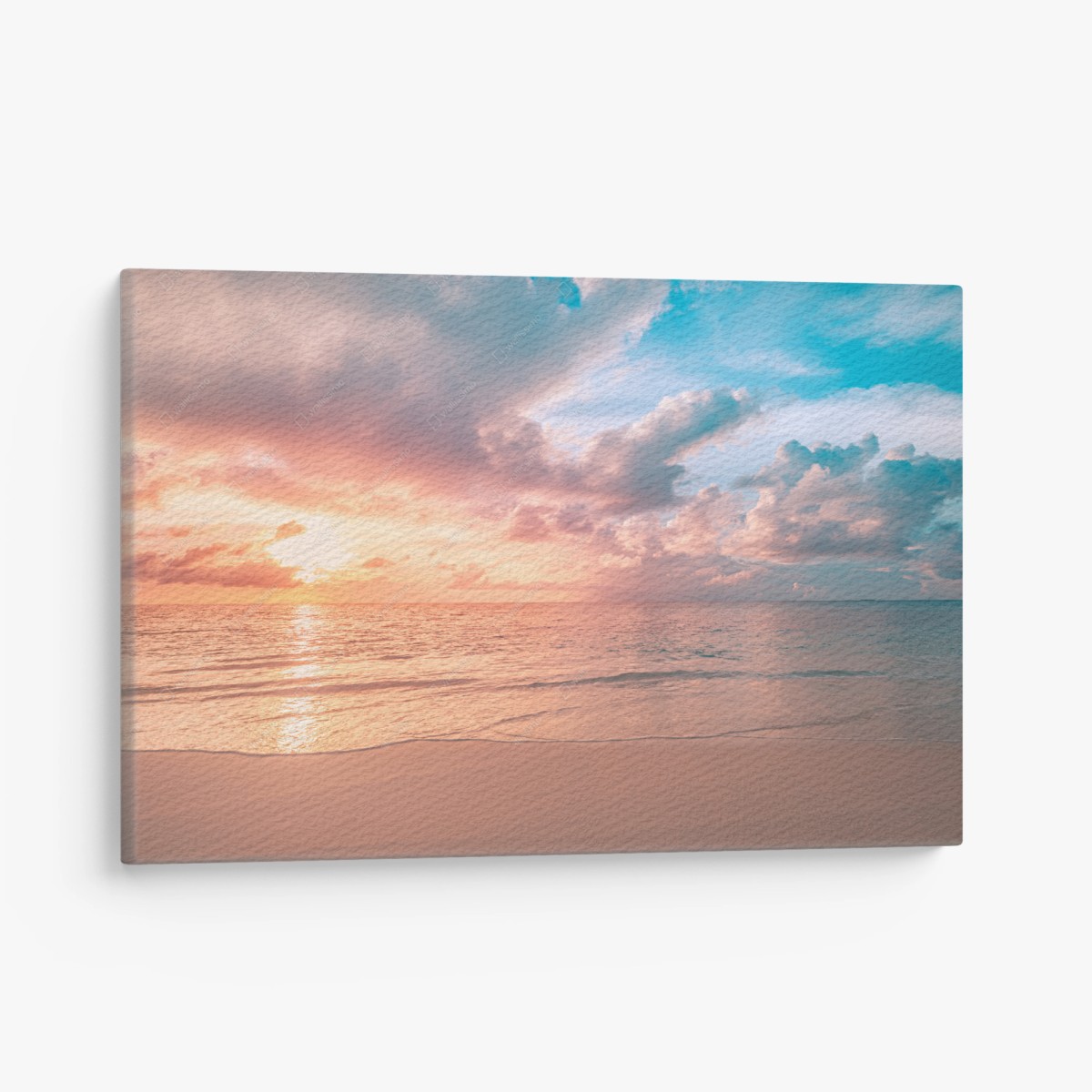 Leinwandbild sanfter pastellsonnenuntergang am strand – Wallnifity®