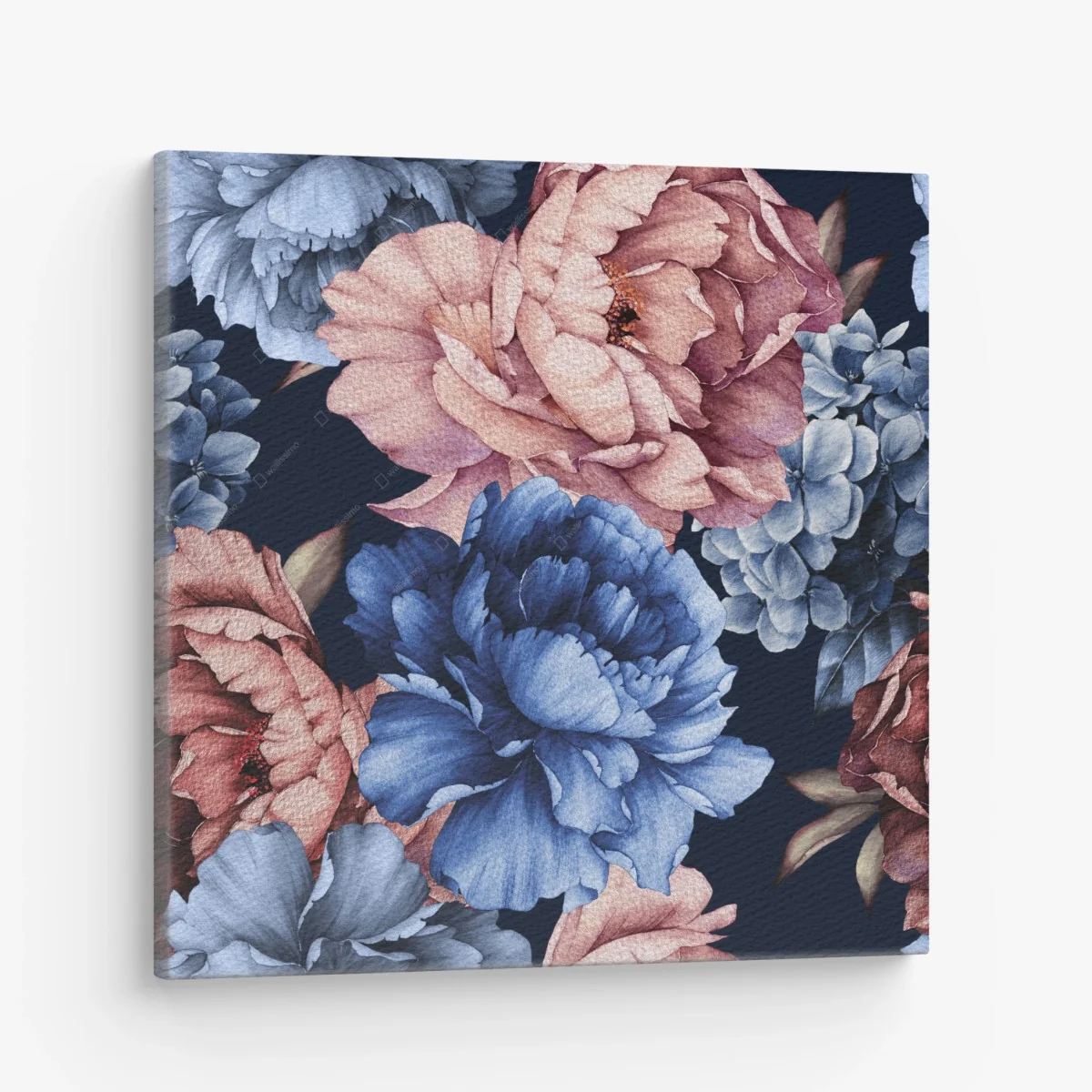 Leinwandbild aquarell pfingstrosen auf tiefblauem hintergrund – Wallnifity® Leinwandbild aquarell pfingstrosen auf tiefblauem hintergrund – Wallnifity®
