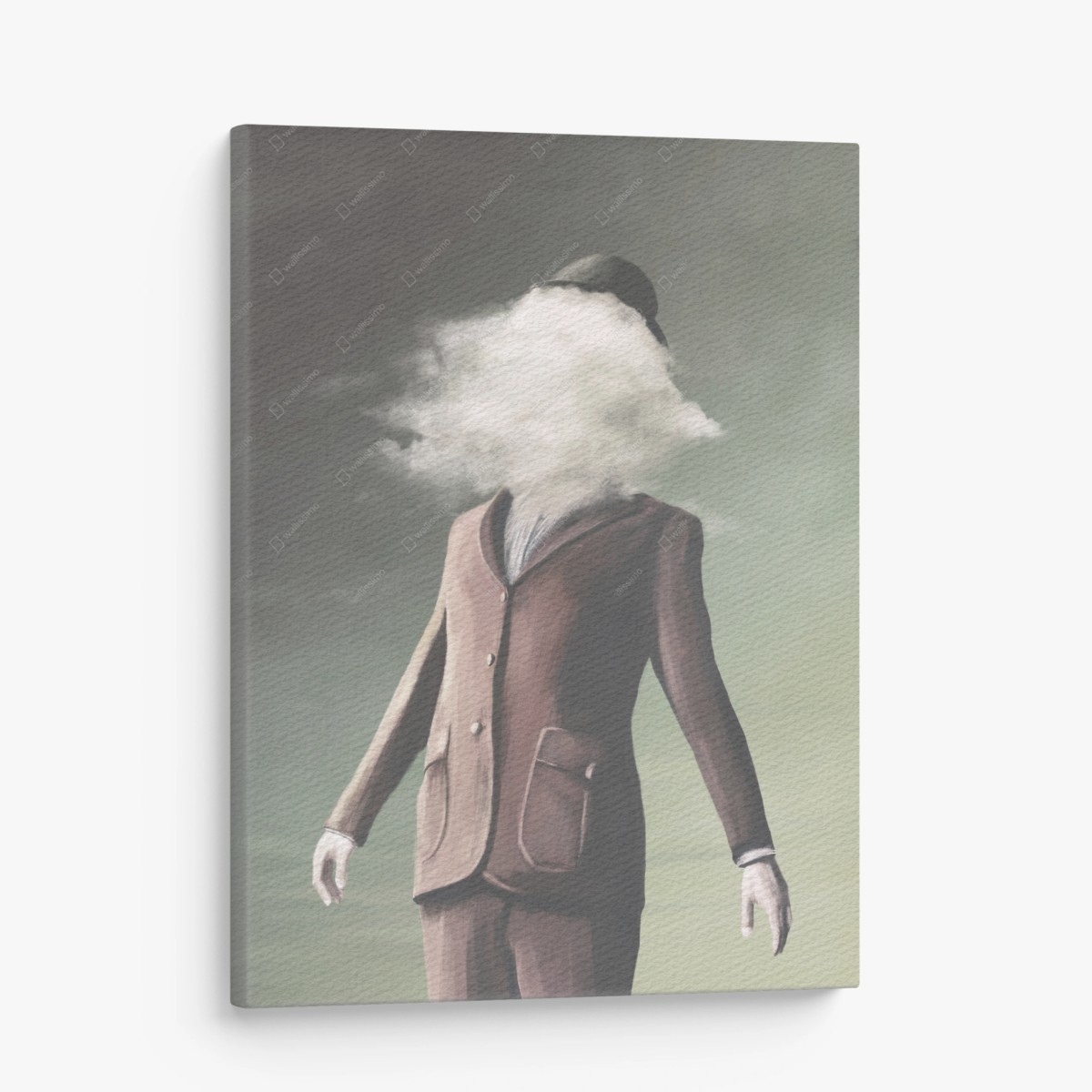 Leinwandbild mann mit wolkenkopf – Wallnifity® Leinwandbild mann mit wolkenkopf – Wallnifity®