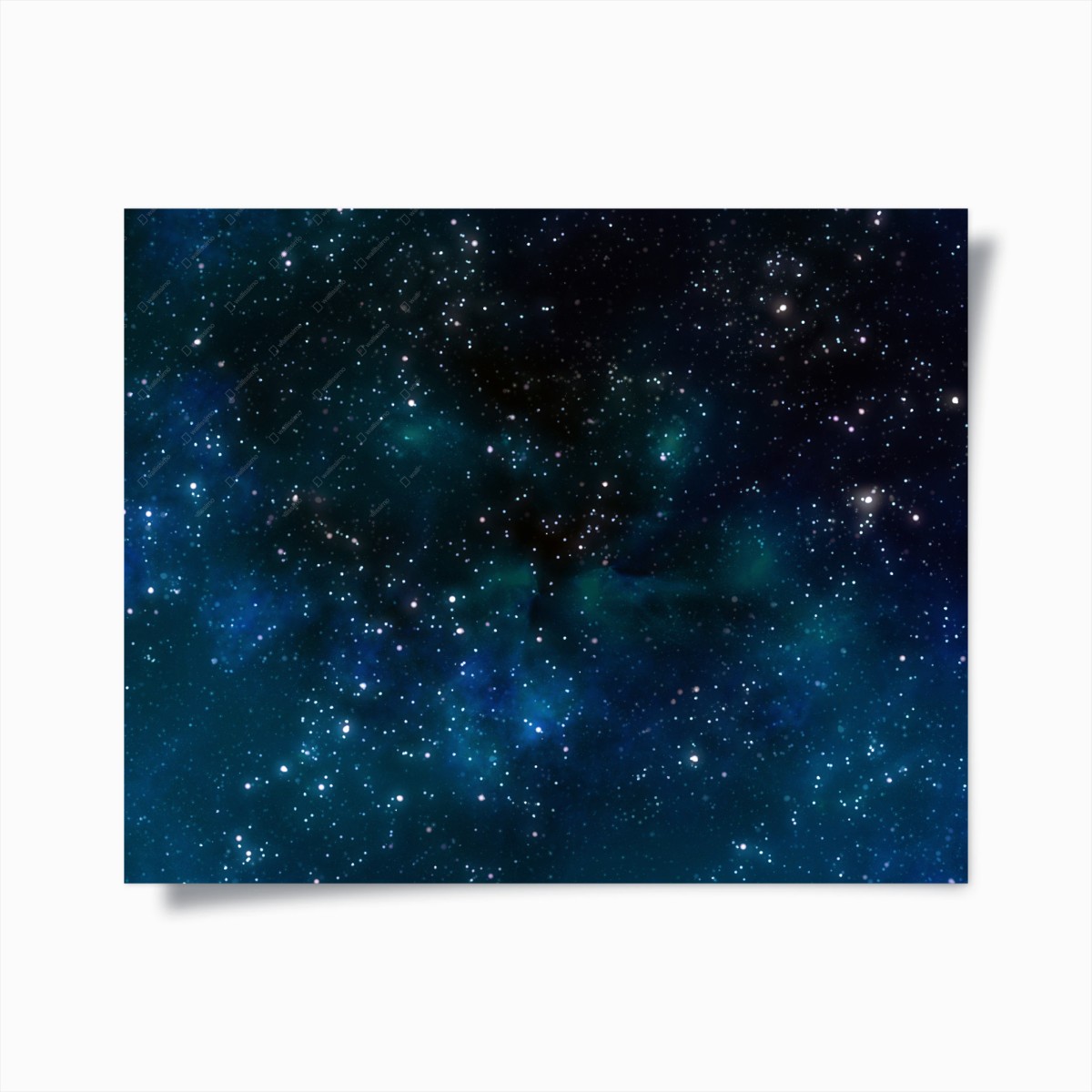 Poster blaue nebelwolke mit sternen – Wallnifity®