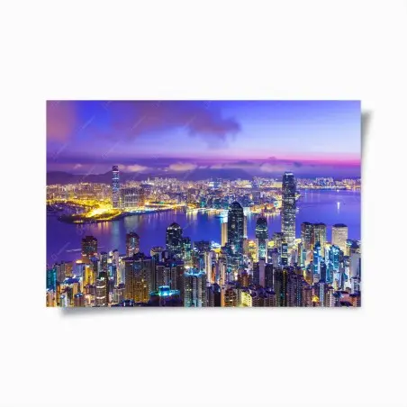 Poster Hong Kong skyline in der dämmerung – Wallnifity®
