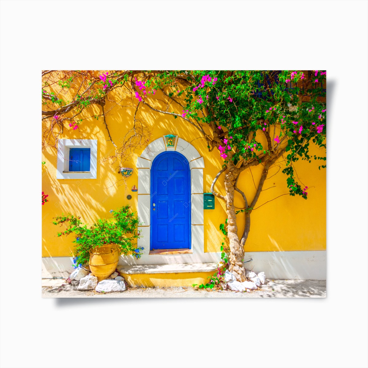 Poster leuchtend blaue tür in Assos, Kefalonia – Wallnifity®