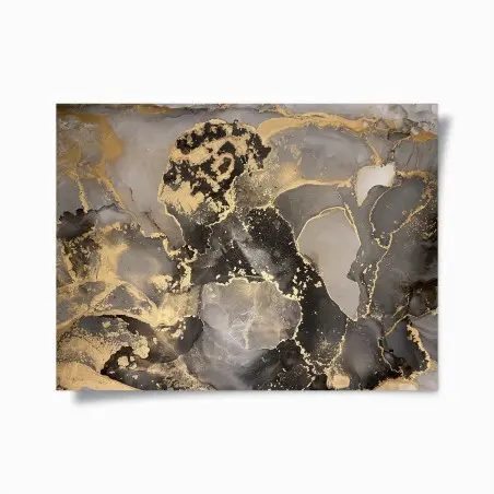 Poster gold-schwarze abstrakte marmorierte komposition – Wallnifity®