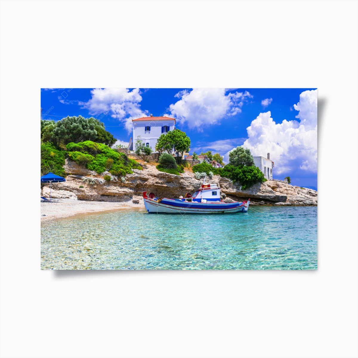 Poster idyllischer strand von Limnionas, Samos – Wallnifity®