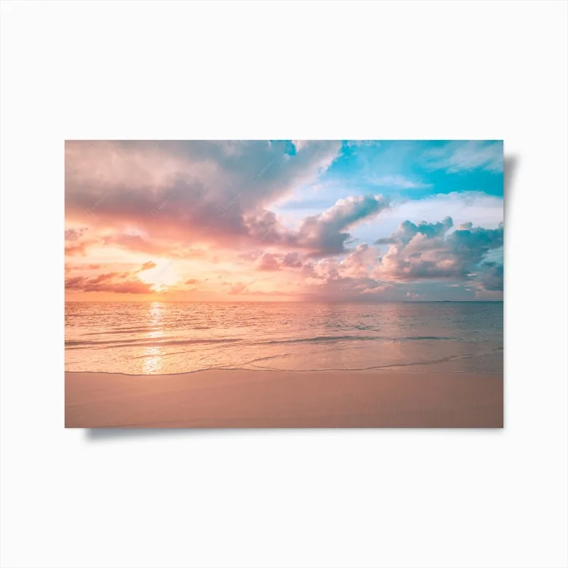 Poster sanfter pastellsonnenuntergang am strand
