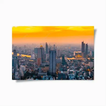 Poster goldene stadtsilhouette bei sonnenuntergang – Wallnifity®