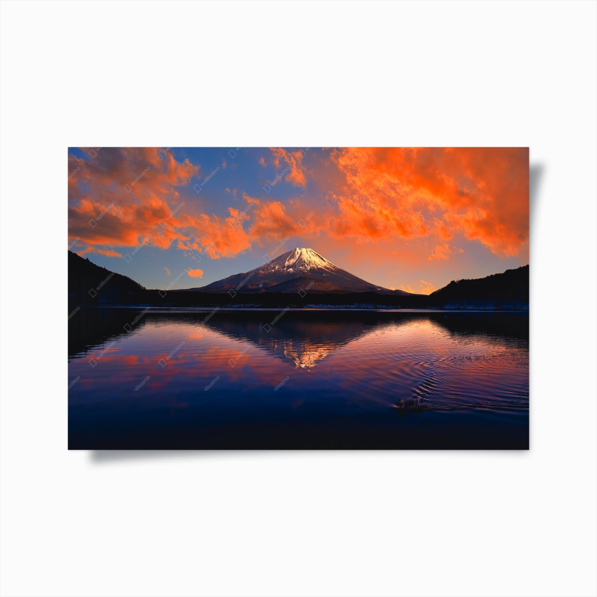 Poster friedlicher bergsonnenuntergang über dem see – Wallnifity®