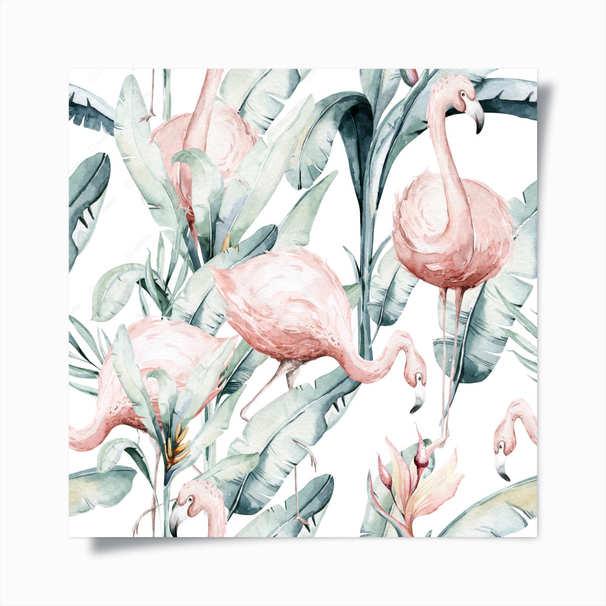 Poster aquarell flamingos tropisches muster – Wallnifity®