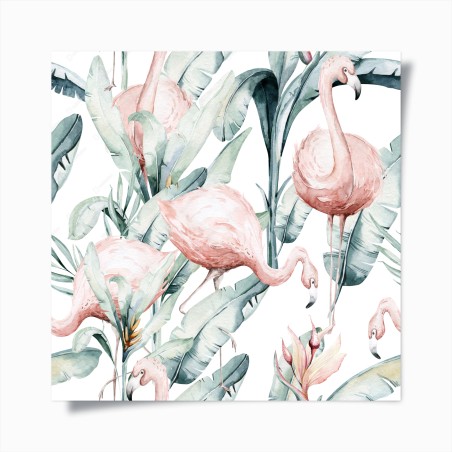 Poster aquarell flamingos tropisches muster – Wallnifity®