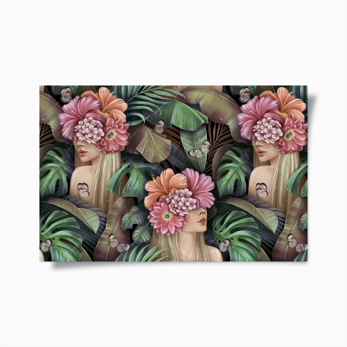 Poster tropischer blumentraum mit verborgenen gesichtern – Wallnifity®