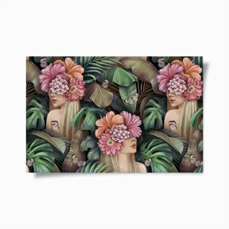 Poster tropischer blumentraum mit verborgenen gesichtern – Wallnifity®
