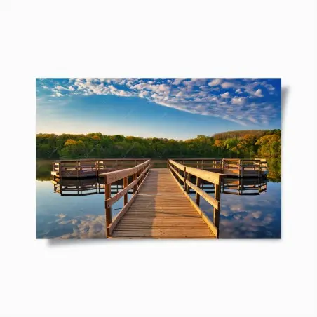 Poster ruhiger steg am see bei sonnenaufgang – Wallnifity®