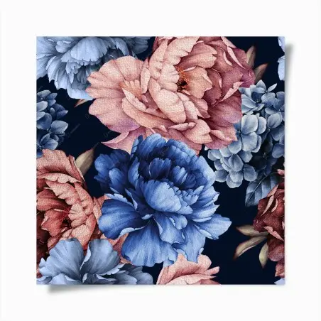 Poster aquarell pfingstrosen auf tiefblauem hintergrund – Wallnifity®