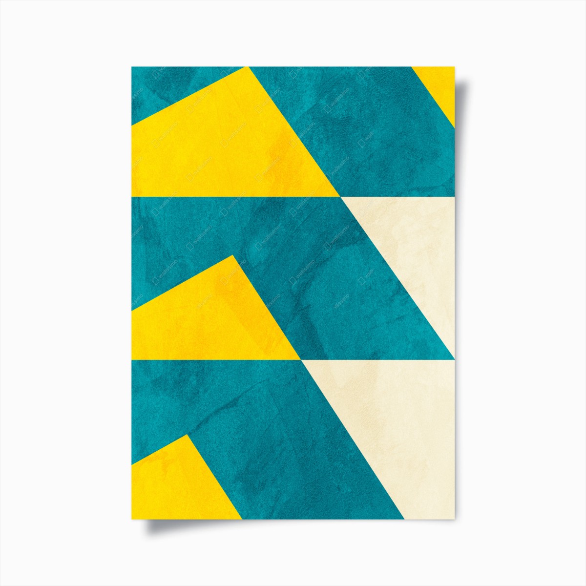 Poster kraftvolles türkis-gelbes geometrisches muster – Wallnifity®