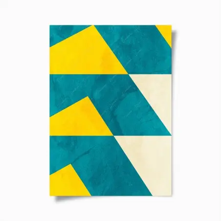Poster kraftvolles türkis-gelbes geometrisches muster – Wallnifity®