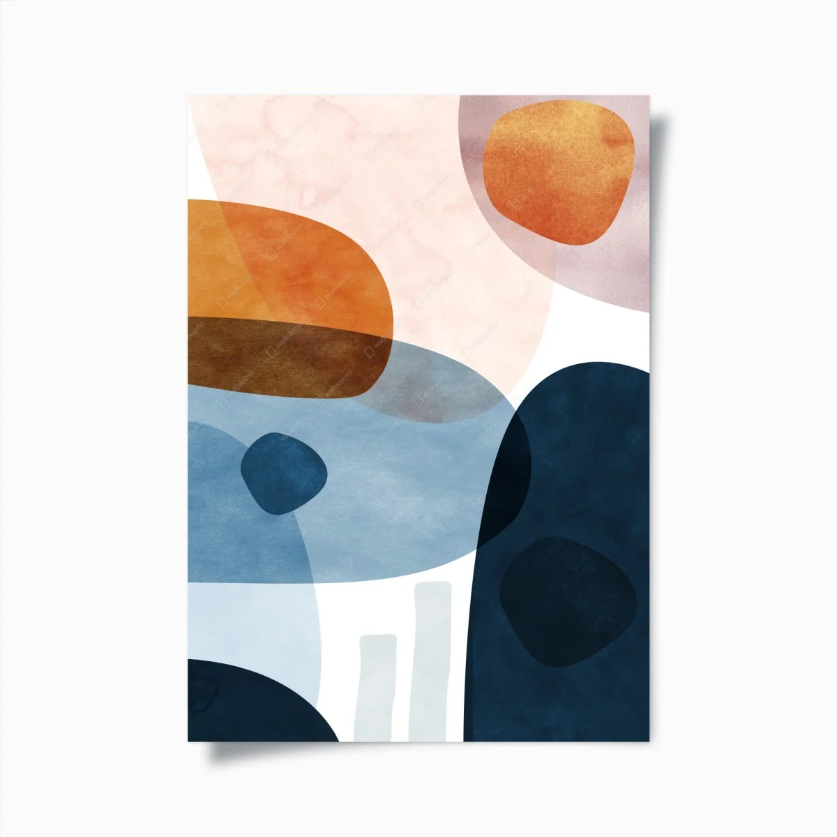 Poster organische aquarellformen in blau und orange – Wallnifity® Poster organische aquarellformen in blau und orange – Wallnifity®