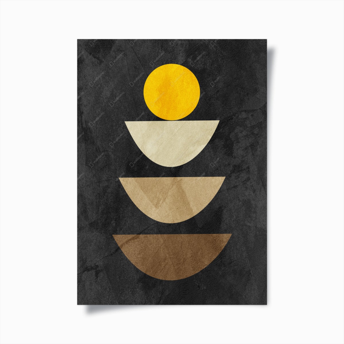 Poster gestapelte geometrische komposition mit gelbem kreis – Wallnifity® Poster gestapelte geometrische komposition mit gelbem kreis – Wallnifity®