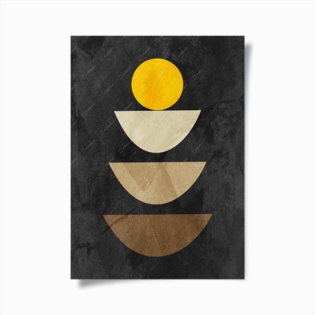 Poster gestapelte geometrische komposition mit gelbem kreis – Wallnifity®