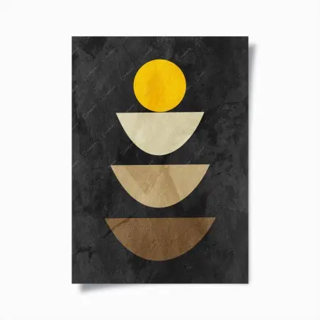 Poster gestapelte geometrische komposition mit gelbem kreis – Wallnifity®