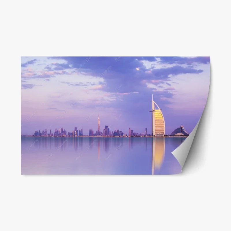Repositionierbarer Aufkleber Dubai skyline bei dämmerung – Wallnifity®