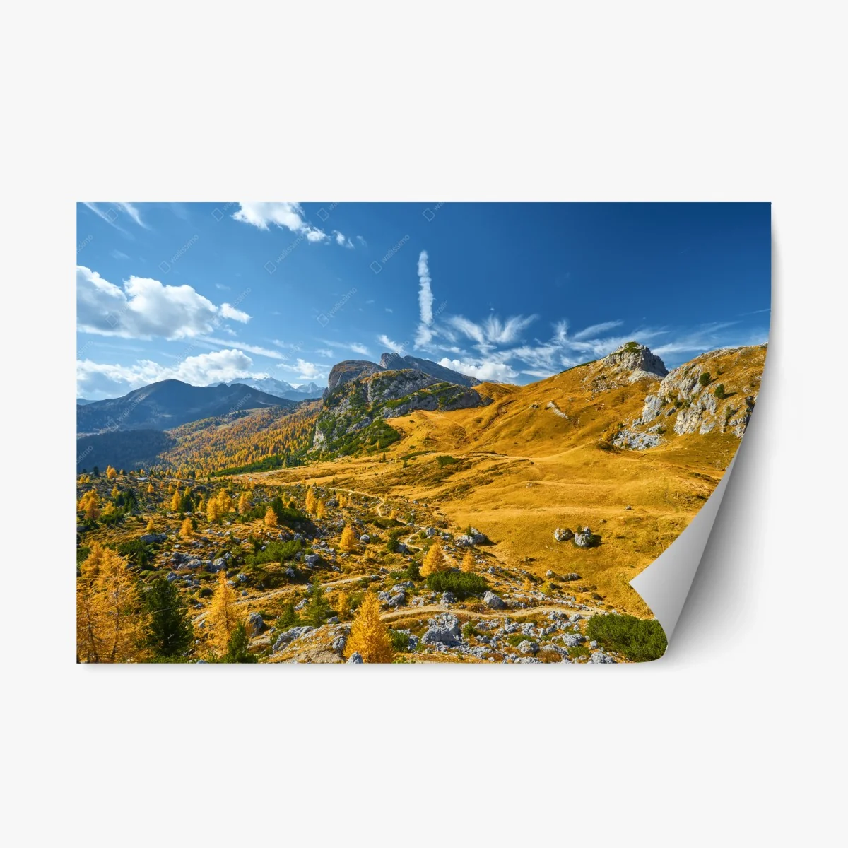Repositionierbarer Aufkleber goldene herbstliche berglandschaft – Wallnifity® Repositionierbarer Aufkleber goldene herbstliche berglandschaft – Wallnifity®