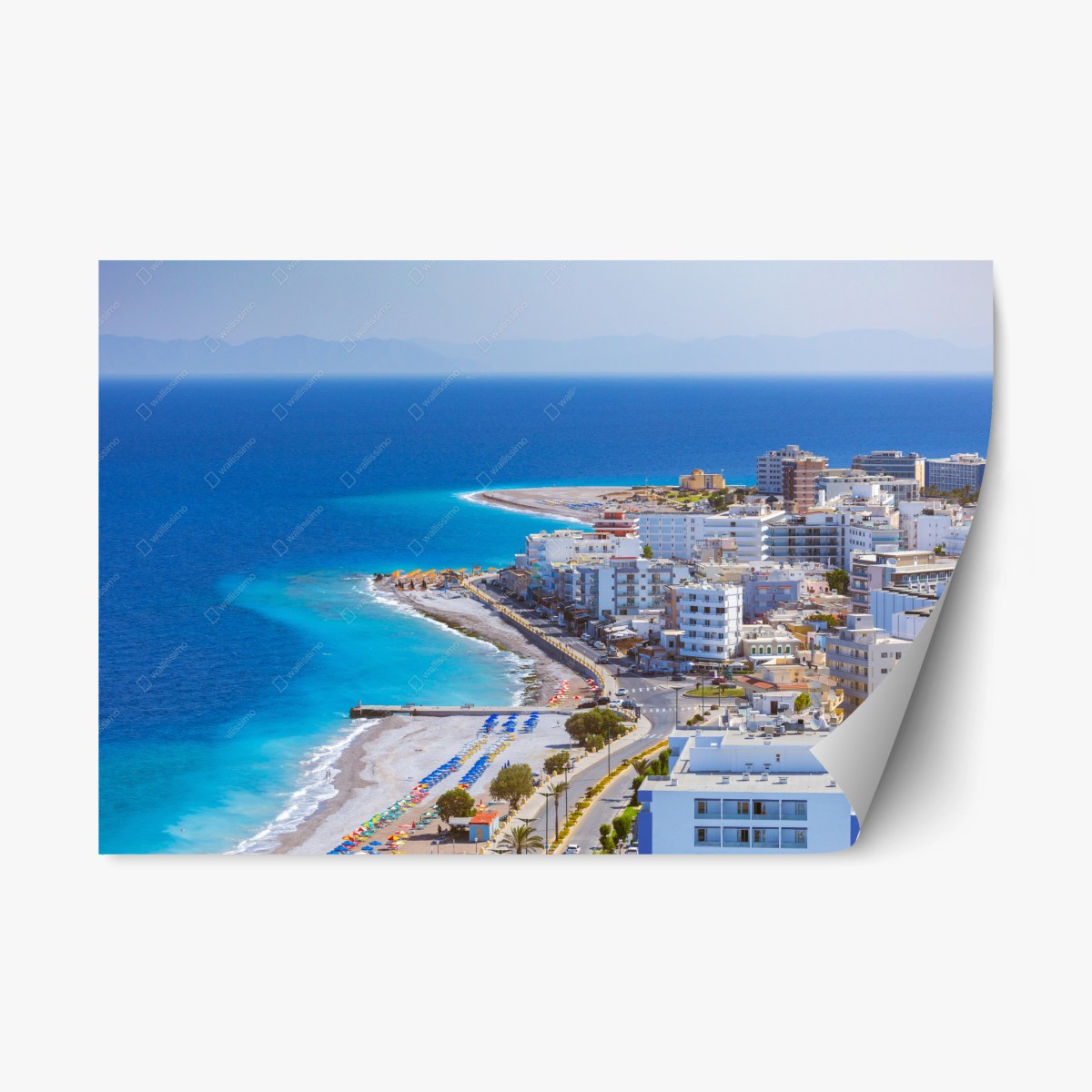 Repositionierbarer Aufkleber Elli strand, Rhodos küstenpanorama – Wallnifity®