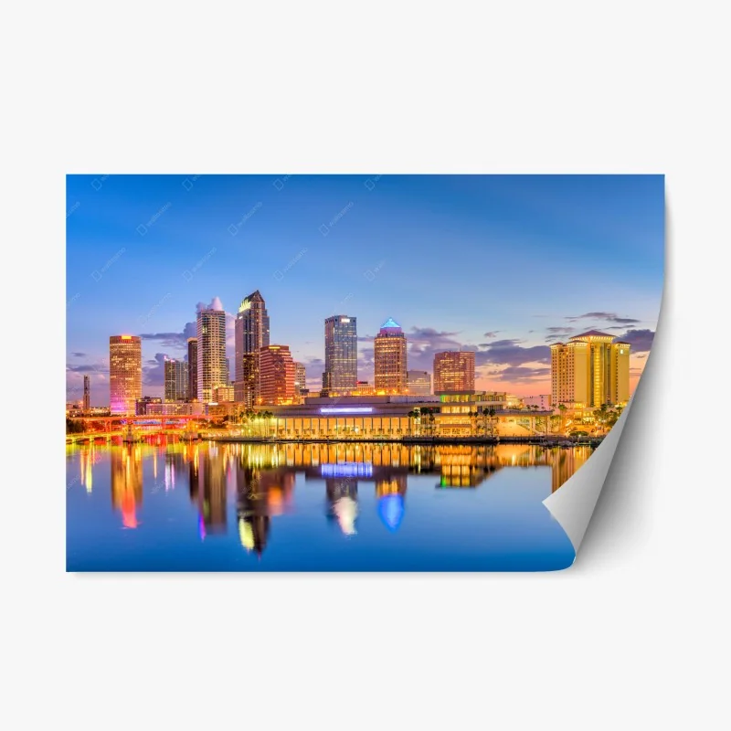 Repositionierbarer Aufkleber Tampa skyline bei dämmerung