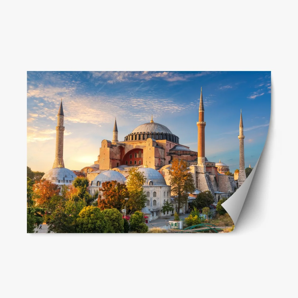 Repositionierbarer Aufkleber Hagia Sophia goldene stunde – Wallnifity® Repositionierbarer Aufkleber Hagia Sophia goldene stunde – Wallnifity®