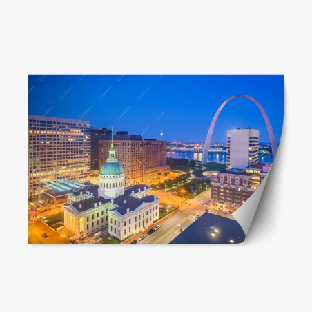 Repositionierbarer Aufkleber St. Louis skyline bei dämmerung – Wallnifity®