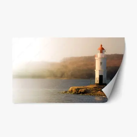 Repositionierbarer Aufkleber leuchtturm im nebel am meer – Wallnifity®