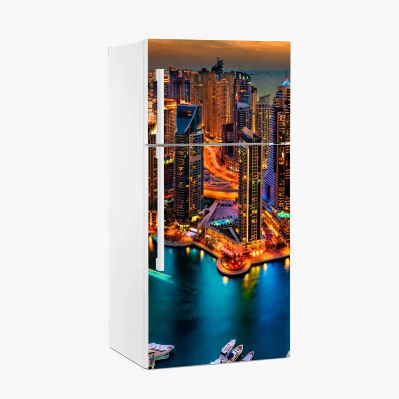 Kühlschrankaufkleber lebendige Dubai marina skyline bei dämmerung