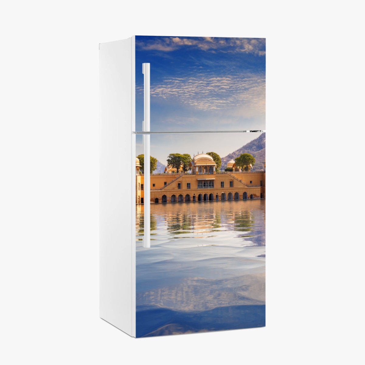 Kühlschrankaufkleber Jal Mahal am ruhigen See – Wallnifity®