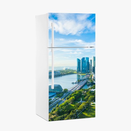 Kühlschrankaufkleber Singapur skyline über Marina Bay – Wallnifity®