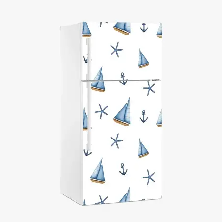 Kühlschrankaufkleber aquarell maritimes segelmuster – Wallnifity®
