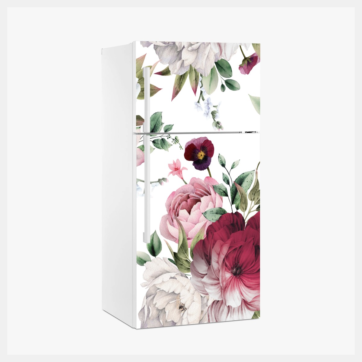 Kühlschrankaufkleber aquarell pfingstrosen muster – Wallnifity®