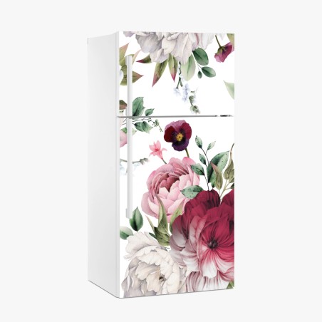 Kühlschrankaufkleber aquarell pfingstrosen muster – Wallnifity®