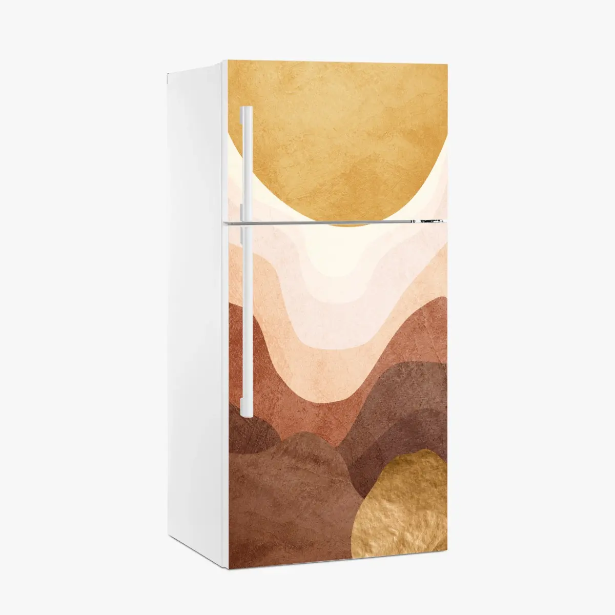 Kühlschrankaufkleber goldene sonne über terrakottahügeln – Wallnifity®