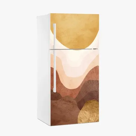 Kühlschrankaufkleber goldene sonne über terrakottahügeln – Wallnifity®