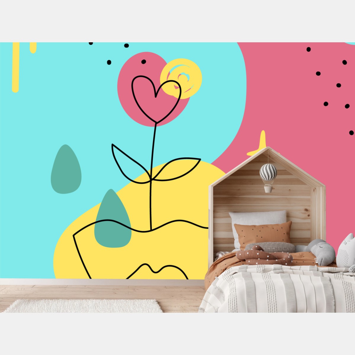 Fototapete moderner abstrakter herzblume – Wallnifity®