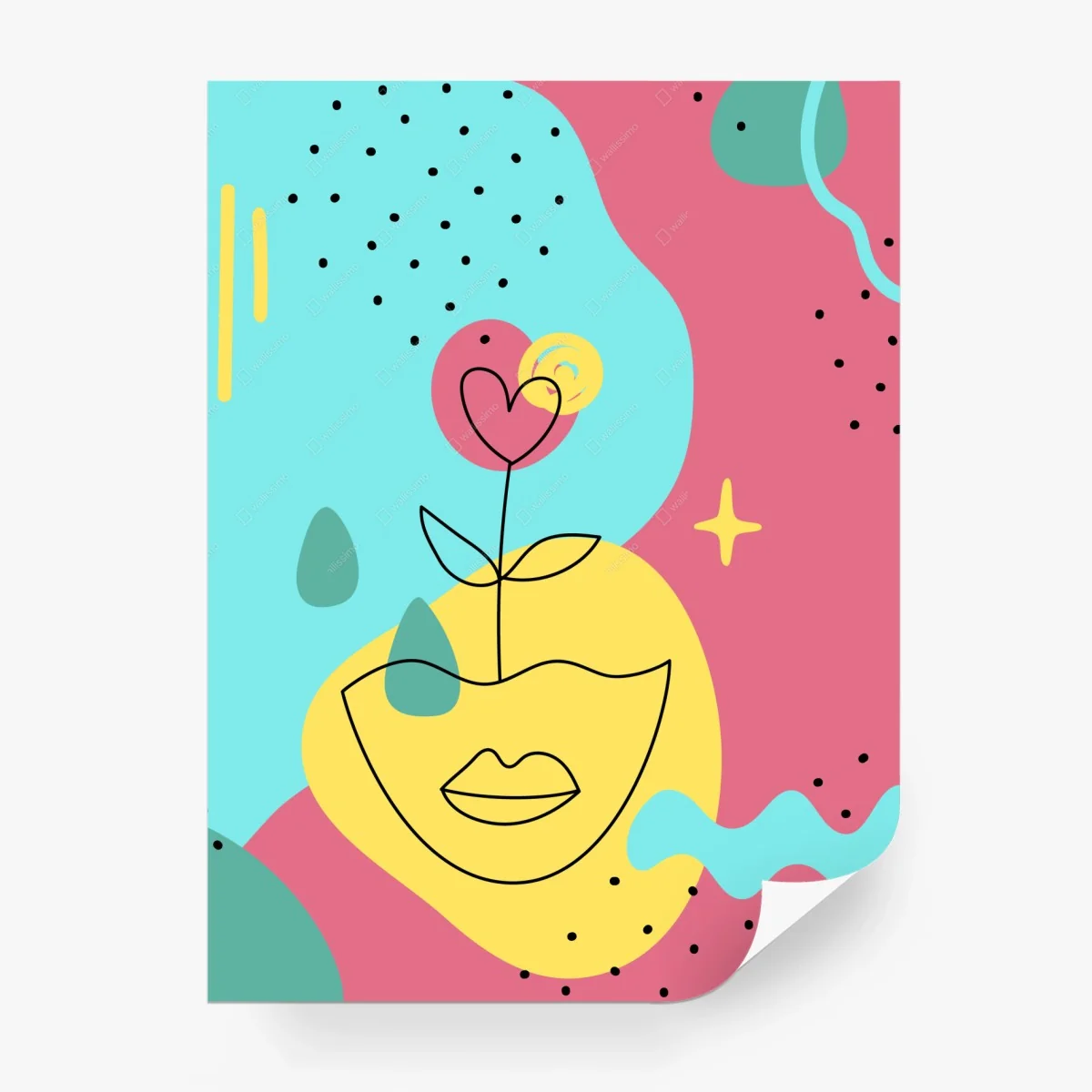 Fototapete moderner abstrakter herzblume – Wallnifity®