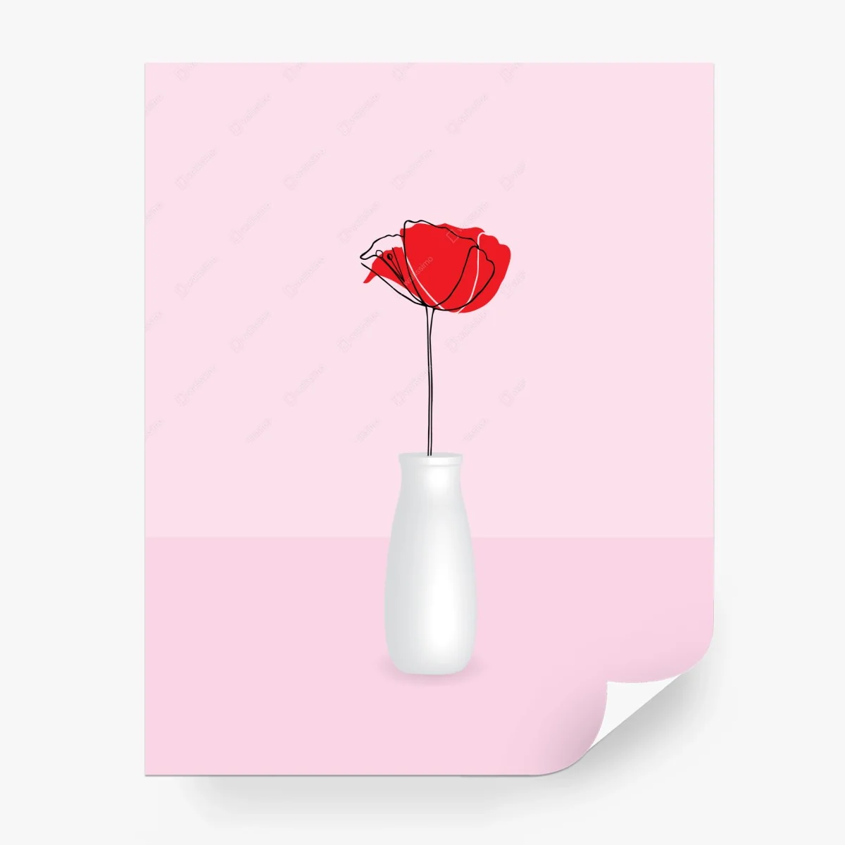 Fototapete roter mohn auf rosa hintergrund – Wallnifity®