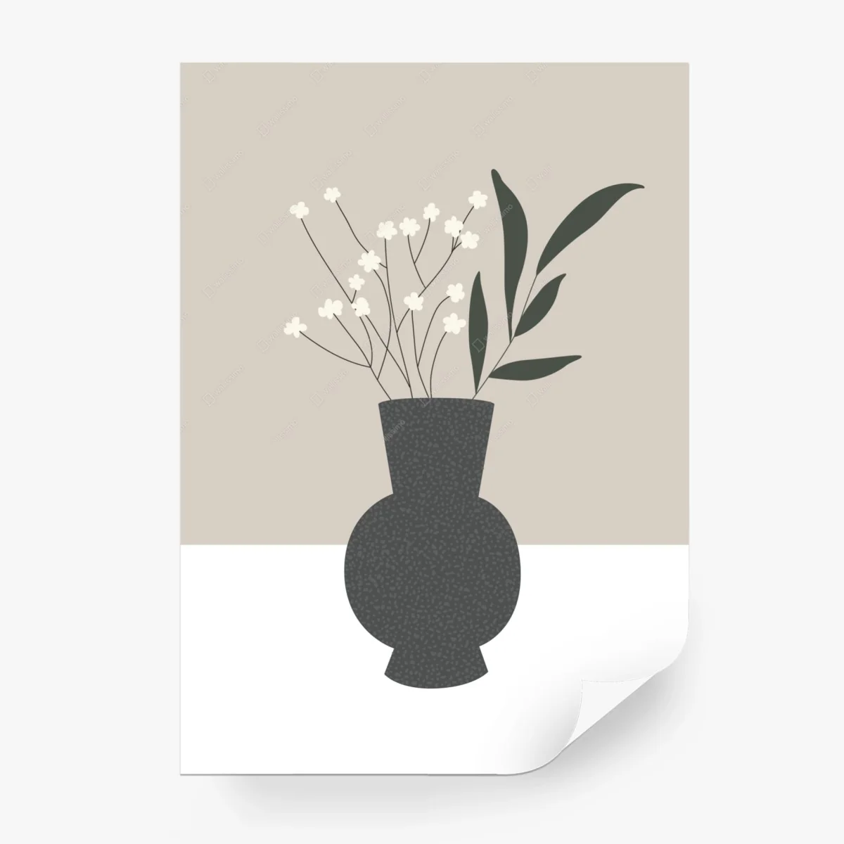Fototapete minimalistische vase mit zarten blumen – Wallnifity®