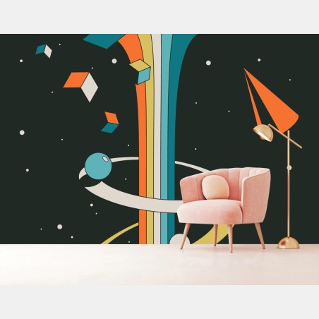 Fototapete retro geometrischer kosmischer fluss – Wallnifity®