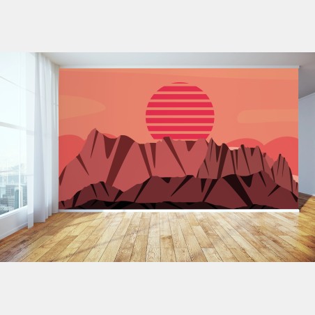 Fototapete bergsonnenuntergang panorama – Wallnifity®